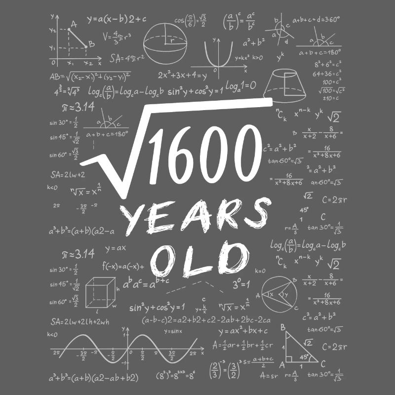 40th Anniversary 40 years Square root of 1600 math
