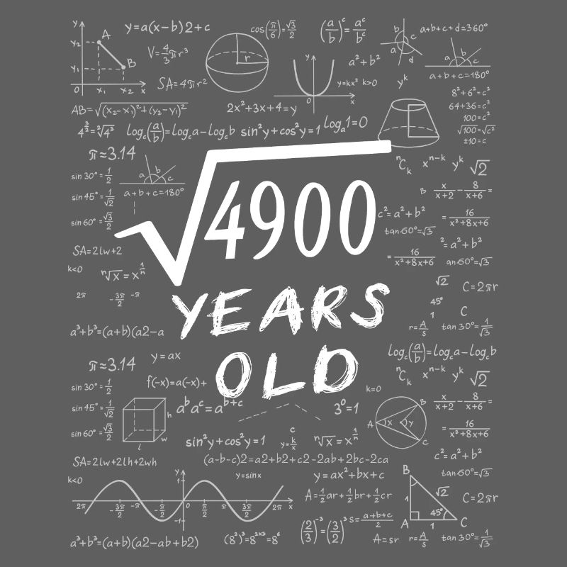 70th Birthday 70 years Square root of 4900 math