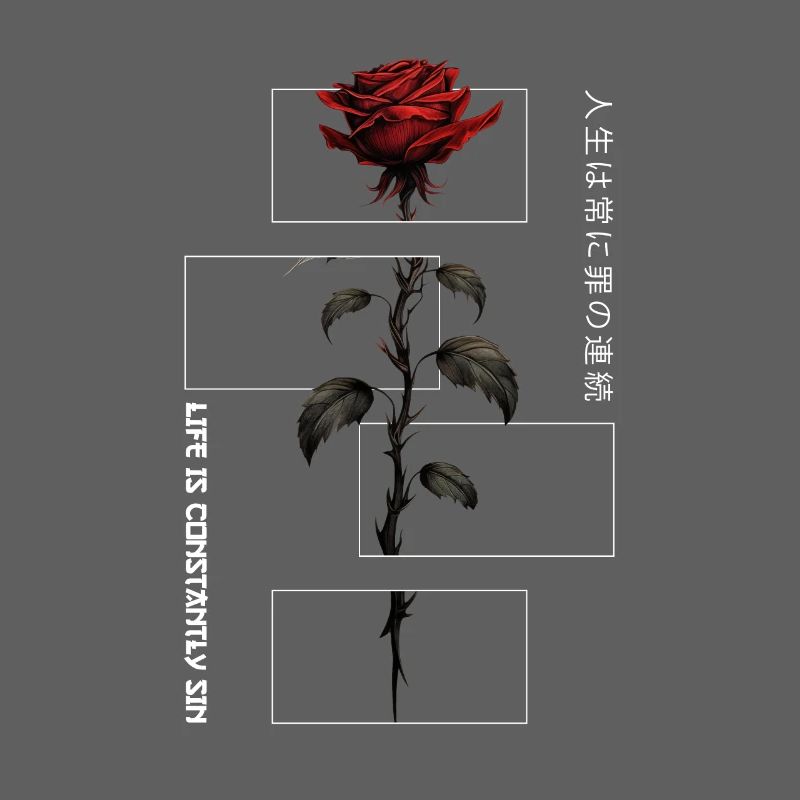 La vie est constamment Sin Rose Script japonais