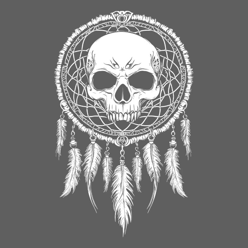Skull Dreamcatcher Gothic Boho Skull Tribal