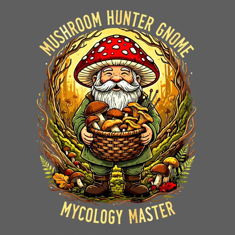 Mushroom Hunter Gnome | Mushroom Picker Mycology Master