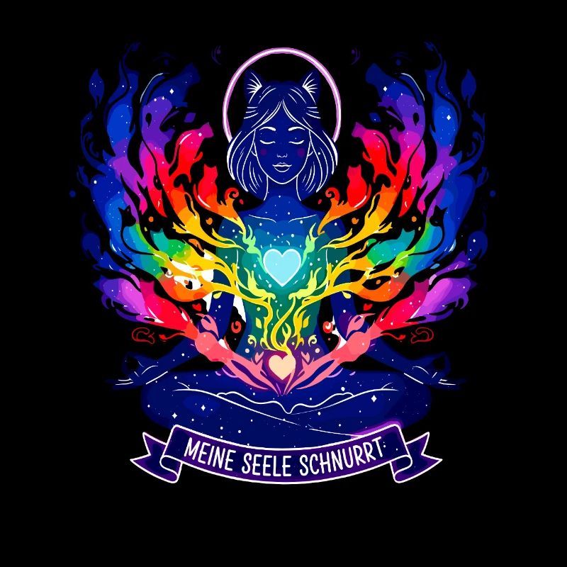 Meine Seele Schnurrt - Yoga Katze Regenbogen