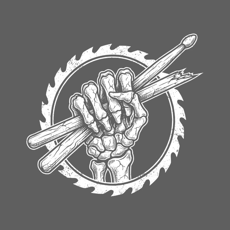 Skelett Hand mit Drumsticks