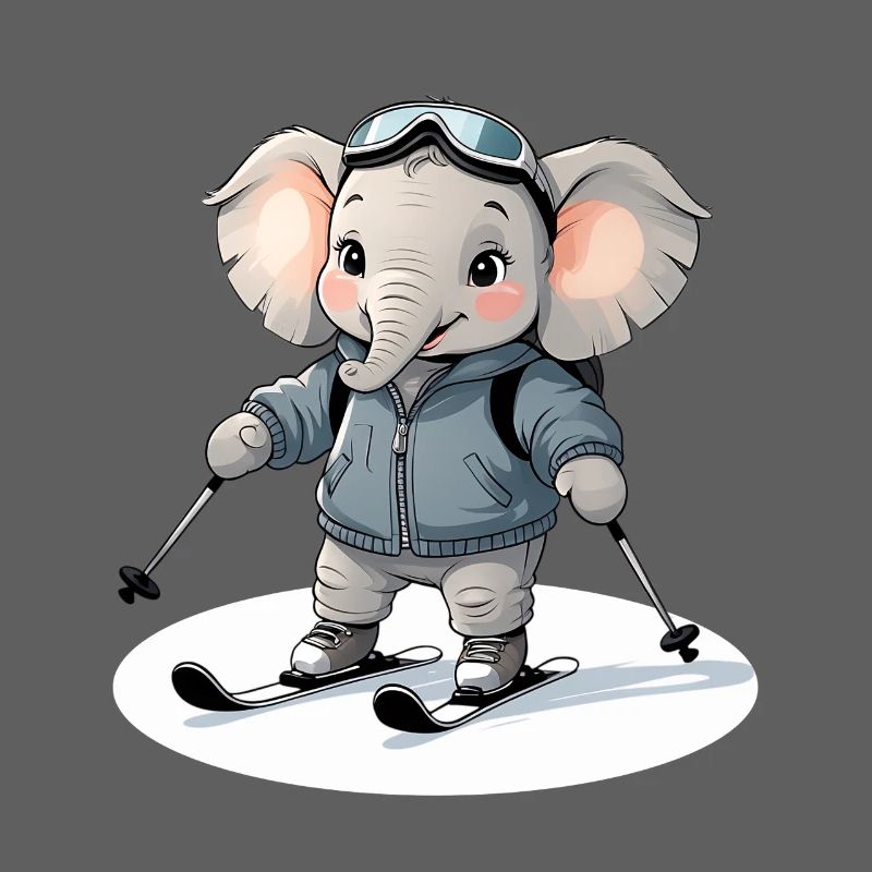 Skiing Elephant Pullover Hoodie