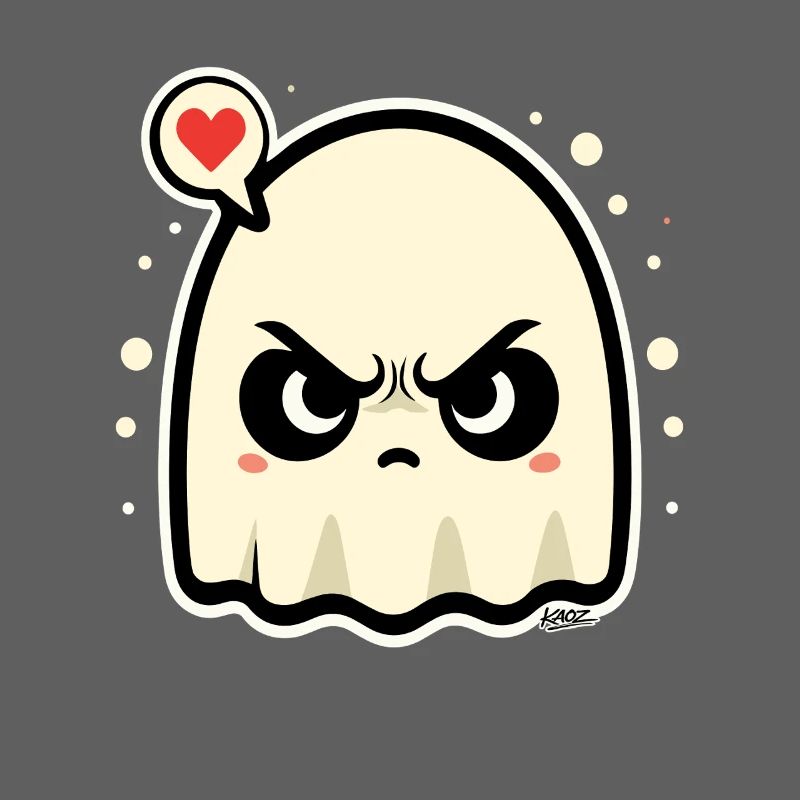 Angry Ghost with Heart Speech Bubble