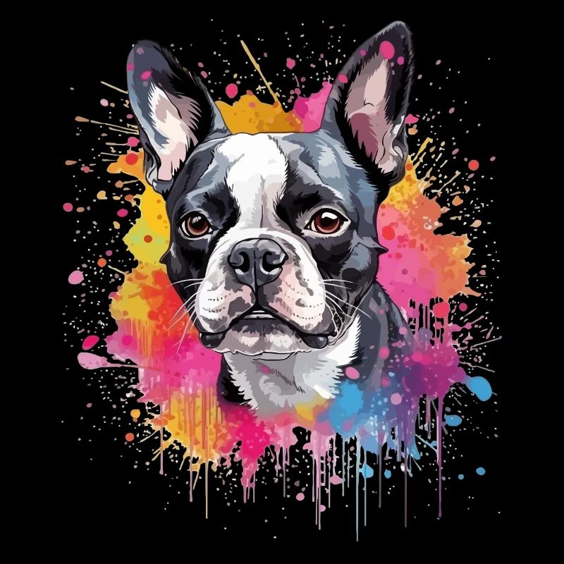 Bunte Splash Art Boston Terrier Hund
