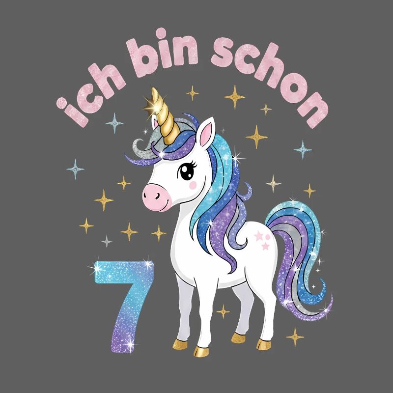 7. Geburtstag Einhorn Mädchen Ich bin schon 7