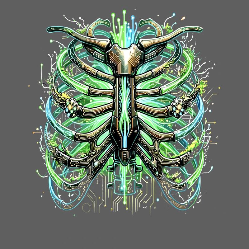 Cyber Rib Cage Skeleton Sci-Fi Illustration