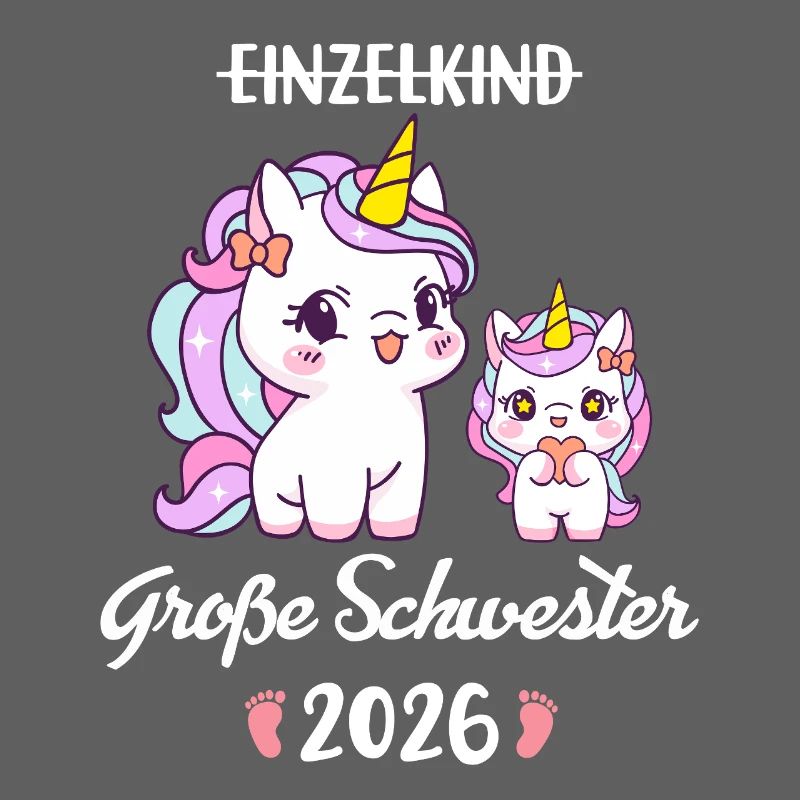 Einzelkind große Schwester 2026 Einhorn Mädchen