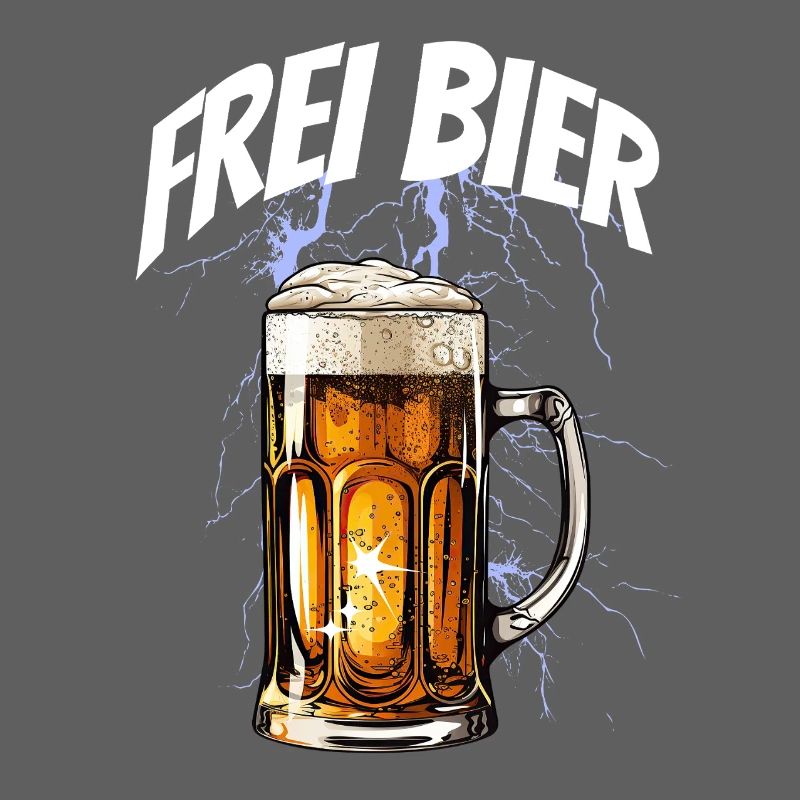 Blitzender Bierkrug mit Frei-Bier-Text