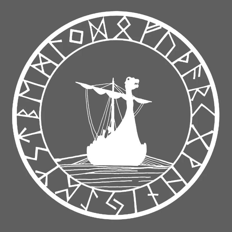 Weißes Wikinger-Langschiff und Kompass