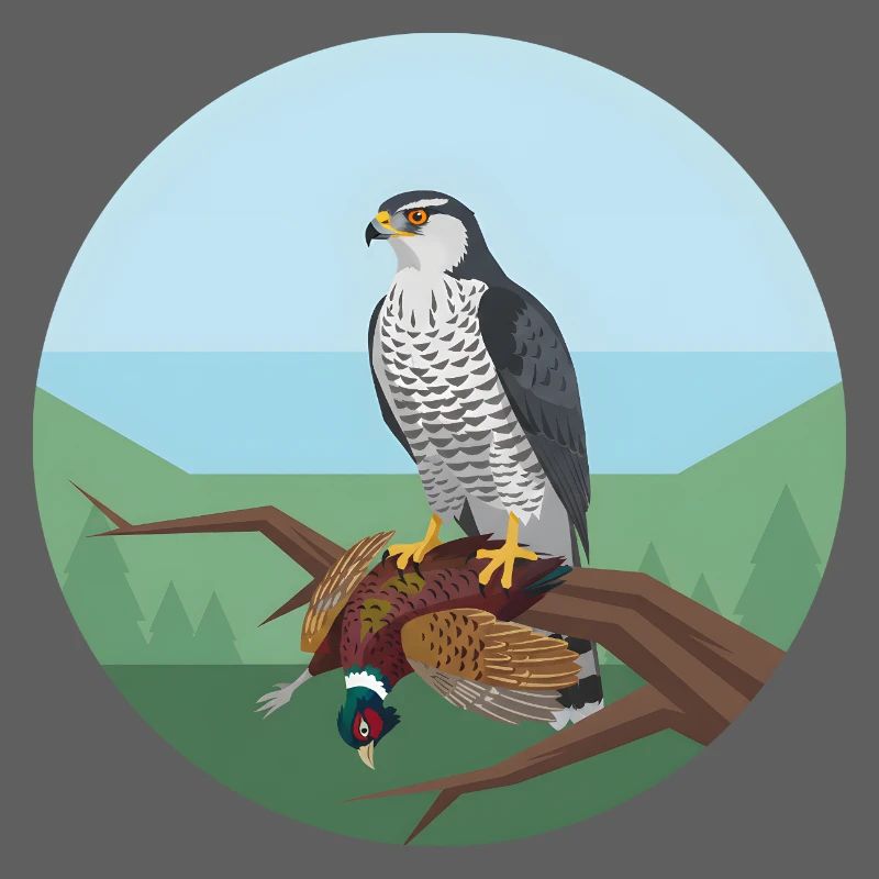 Goshawk with pheasant