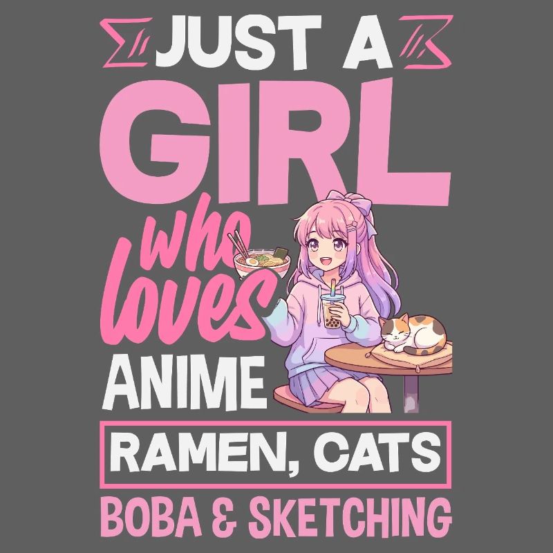 Filles d’anime Ramen Chats Boba Dessin
