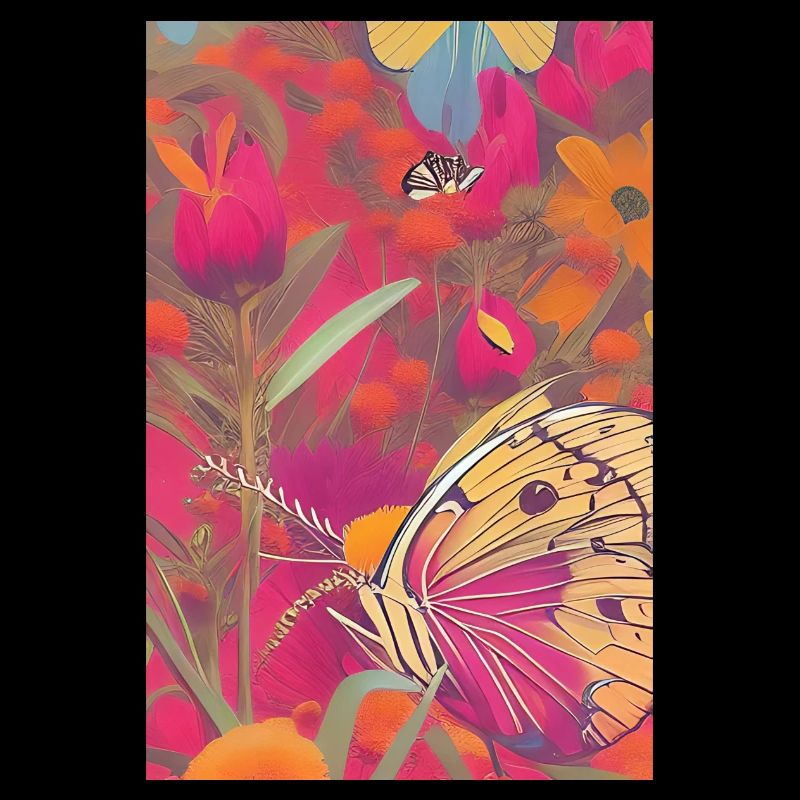 Fleurs et papillon