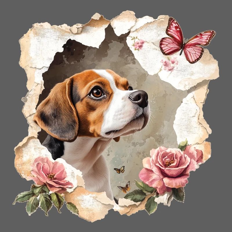 Beagle mit Schmetterling