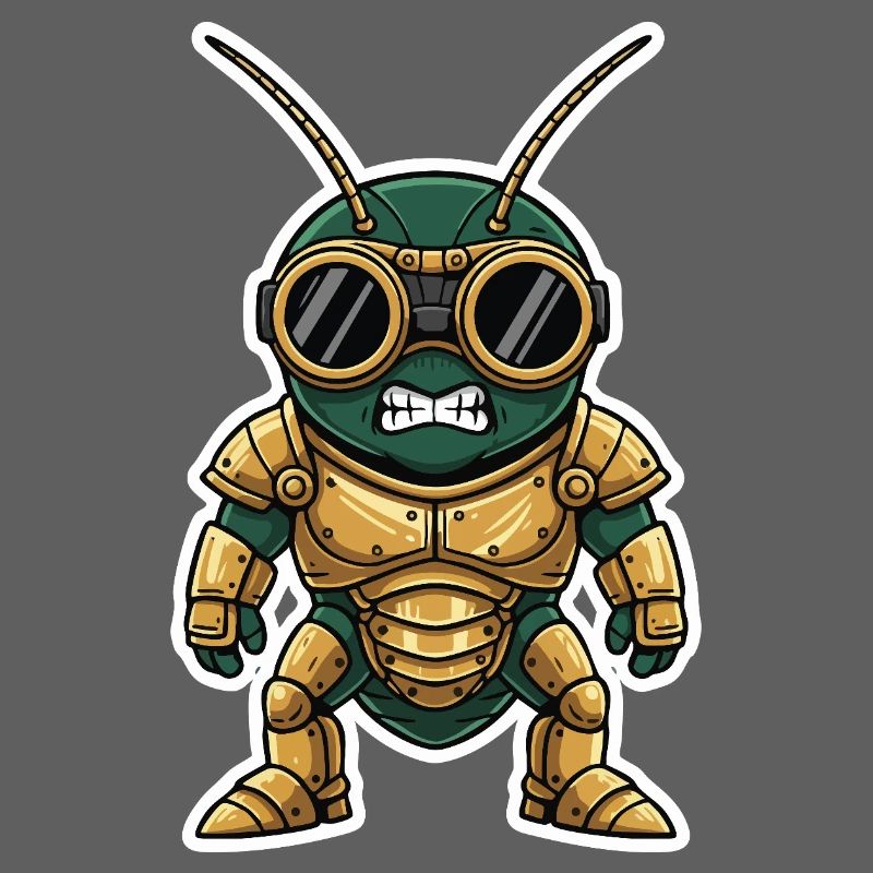 Cricket Guardian Steampunk Armor Golden Brass