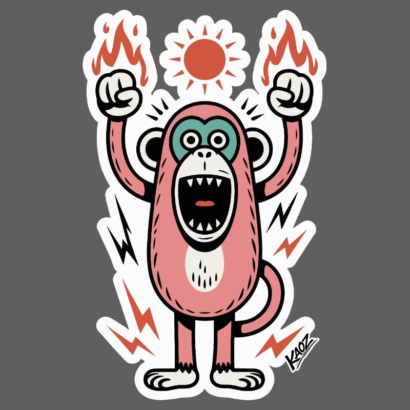 Monkey with flames and raised fists