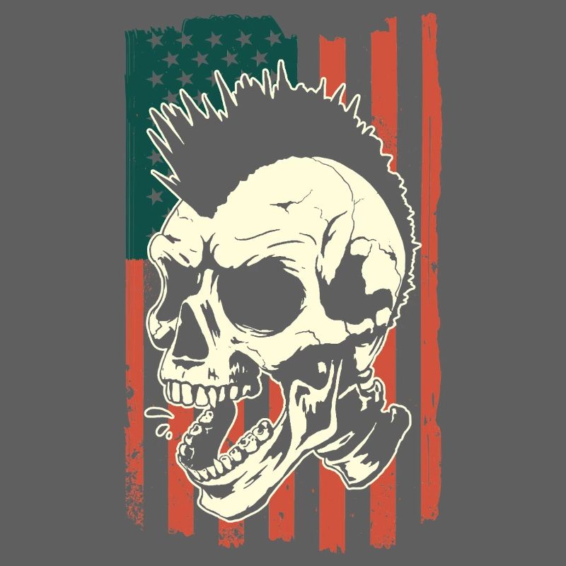Crâne punk sur le drapeau américain