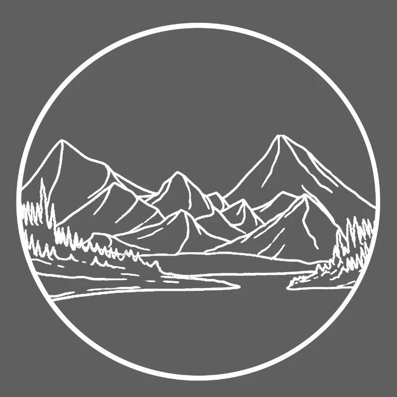 Circle Line Mountain Landscape Line Style