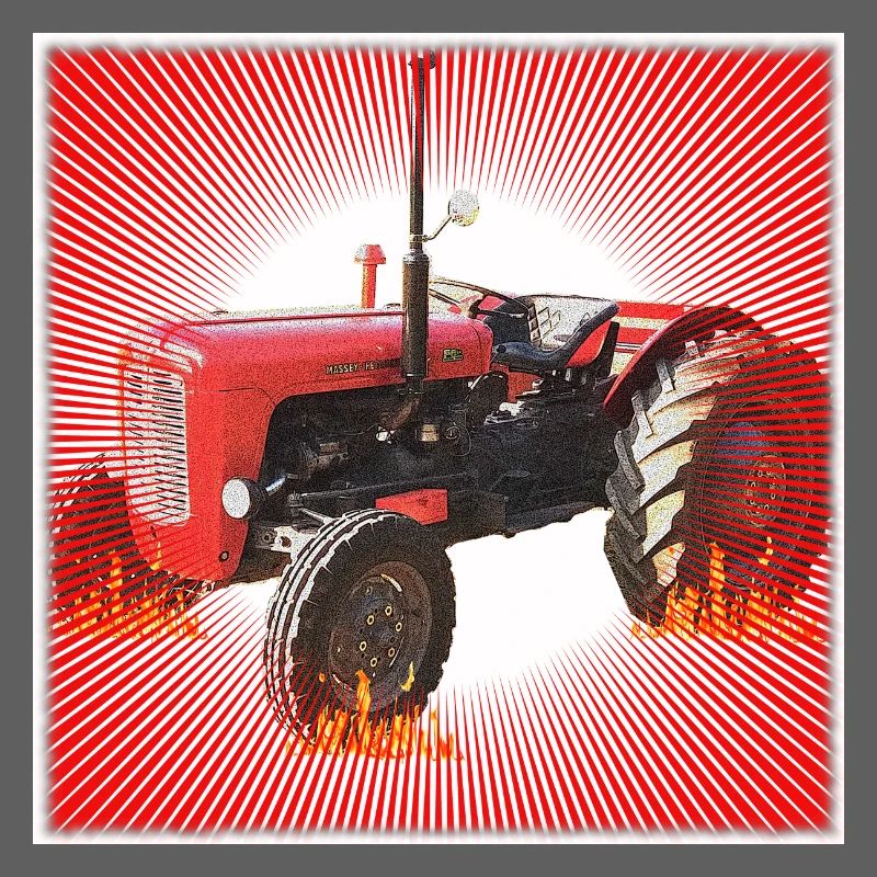 Roter Traktor mit Strahlendes Muster