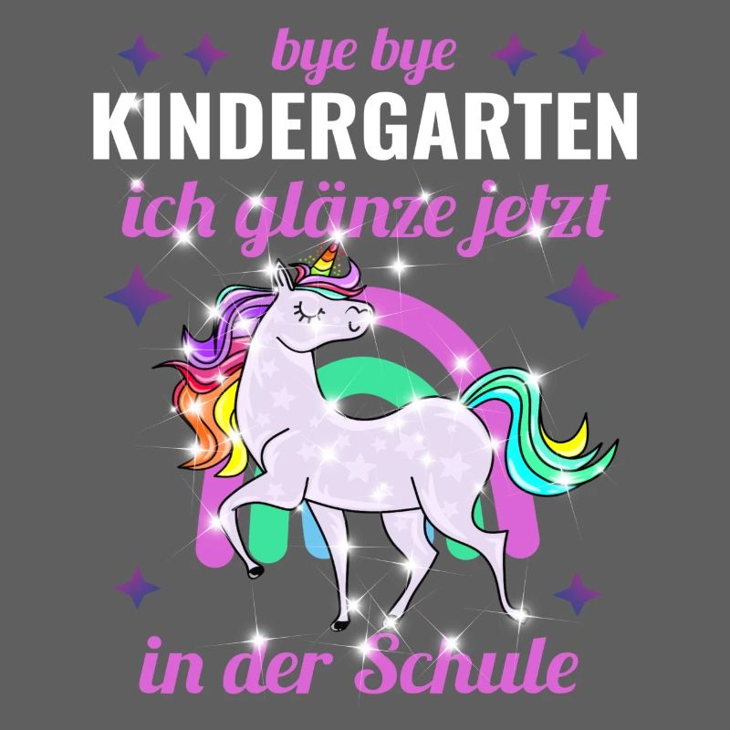 Bye Bye Kindergarten Glitzer Einhorn Einschulung