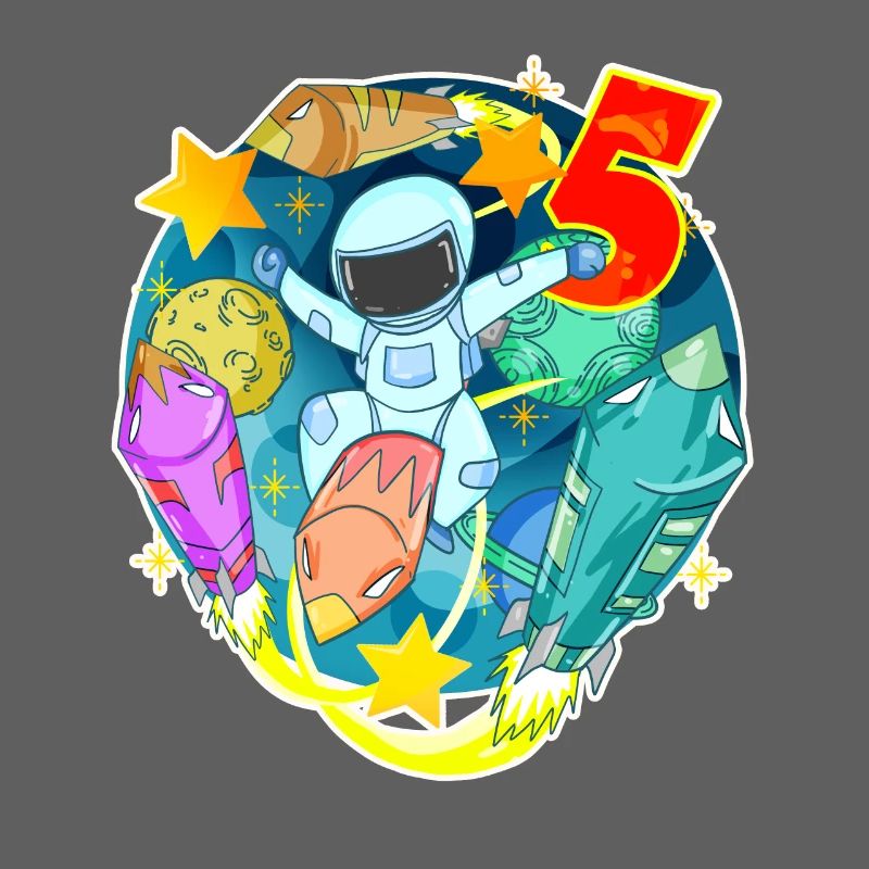 5th birthday 5 years young astronaut space