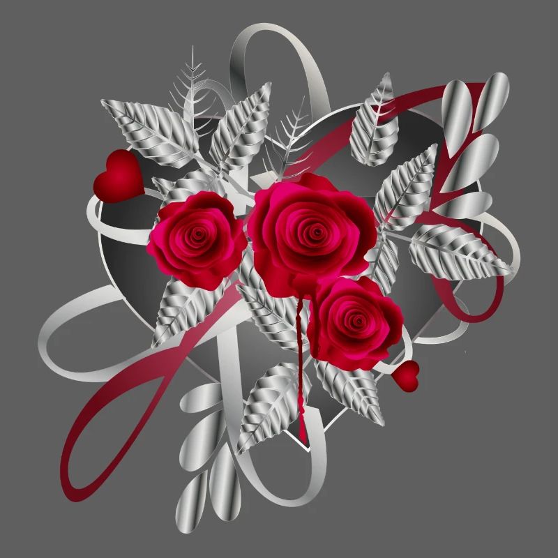 silver Valentine's Day composition with roses