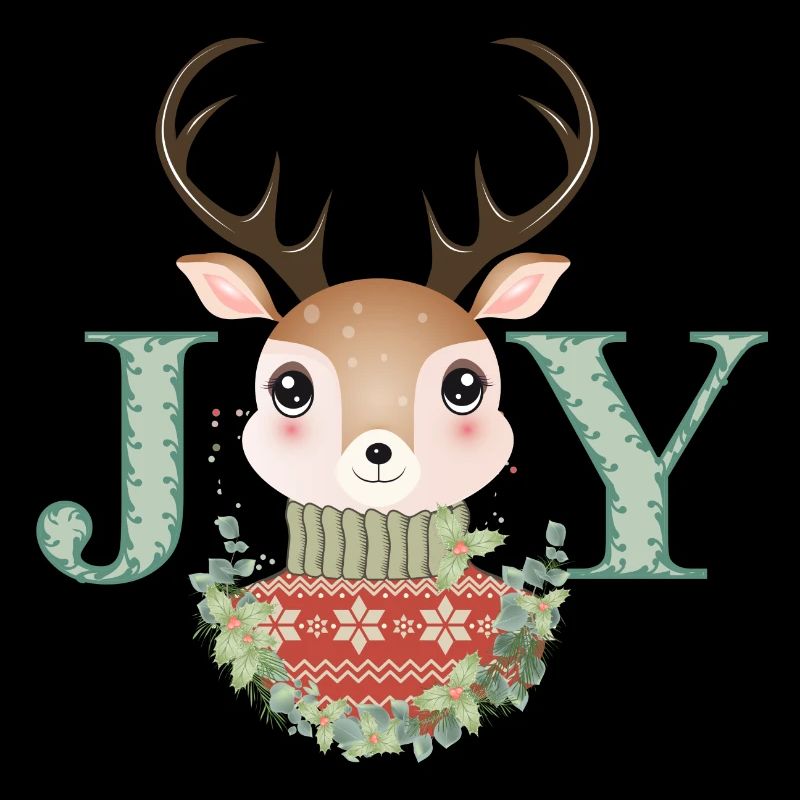 niedlicher Hirsch mit Pullover und Weihnachtskranz