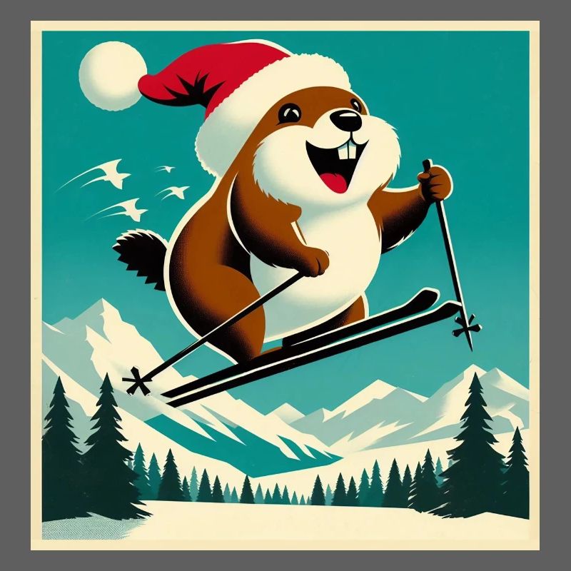 Marmotte Ski Affiche Vintage