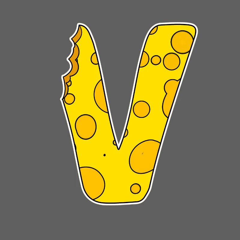 Lettre V - Lettre initiale V - Motif Fromage