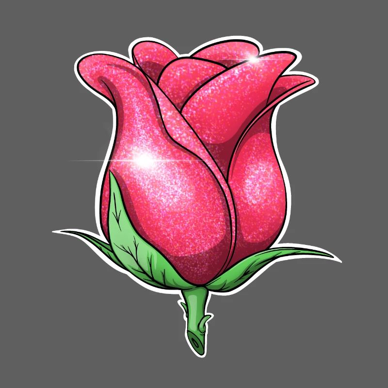 Glitter Pink Rose Illustration