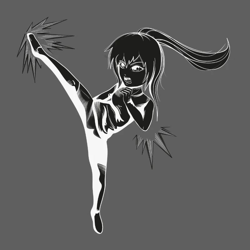 Chibi Girl avec coup de pied - blanc