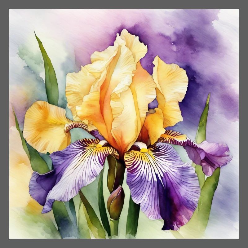 Iris iris violet orange | Conception à l’aquarelle