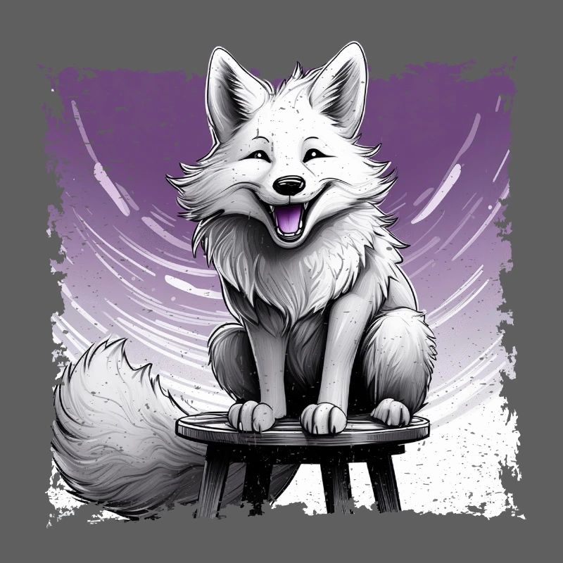 Bande dessinée Fox, riant, assis sur un tabouret | Affiche