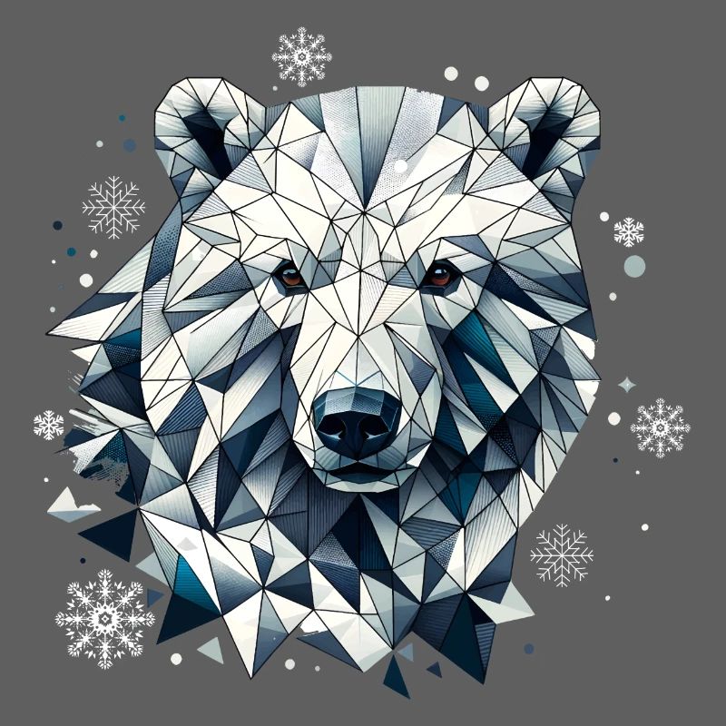 Geometric Polar Bear Head - Polygons Motif