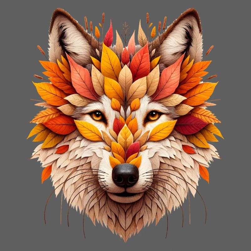 great wolf, designed from different leaves
