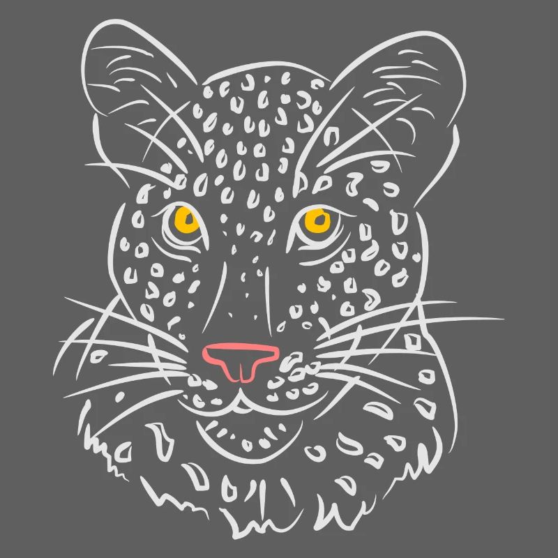Illustration du visage de léopard en noir et blanc