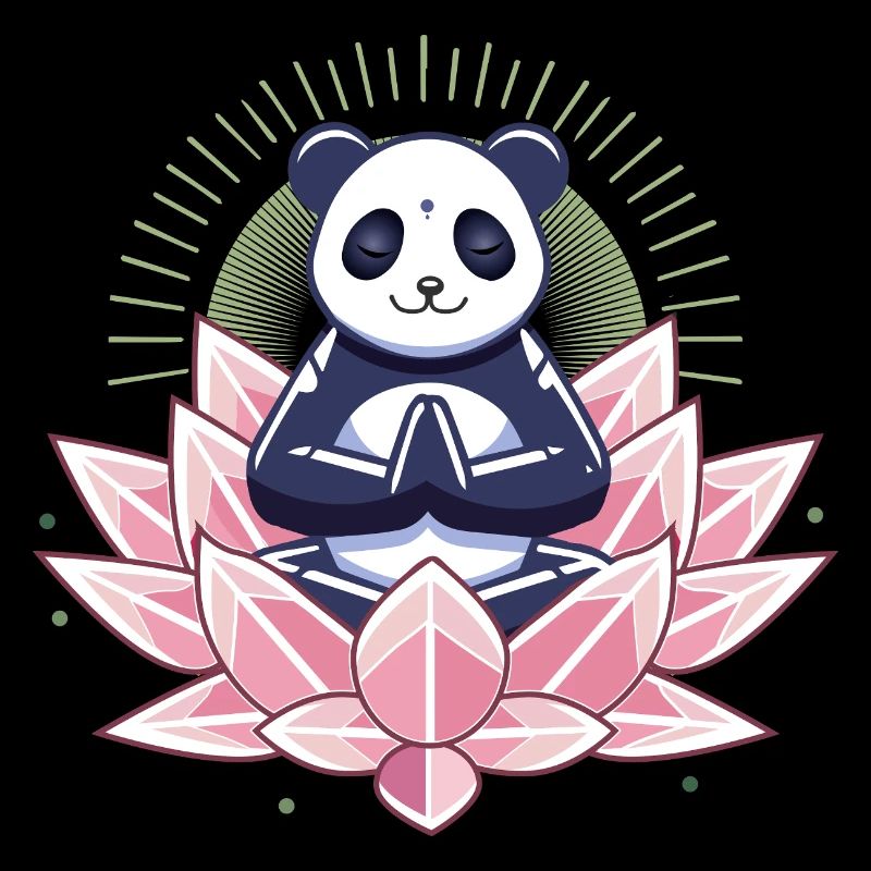 Meditierender Panda auf Lotusblüte
