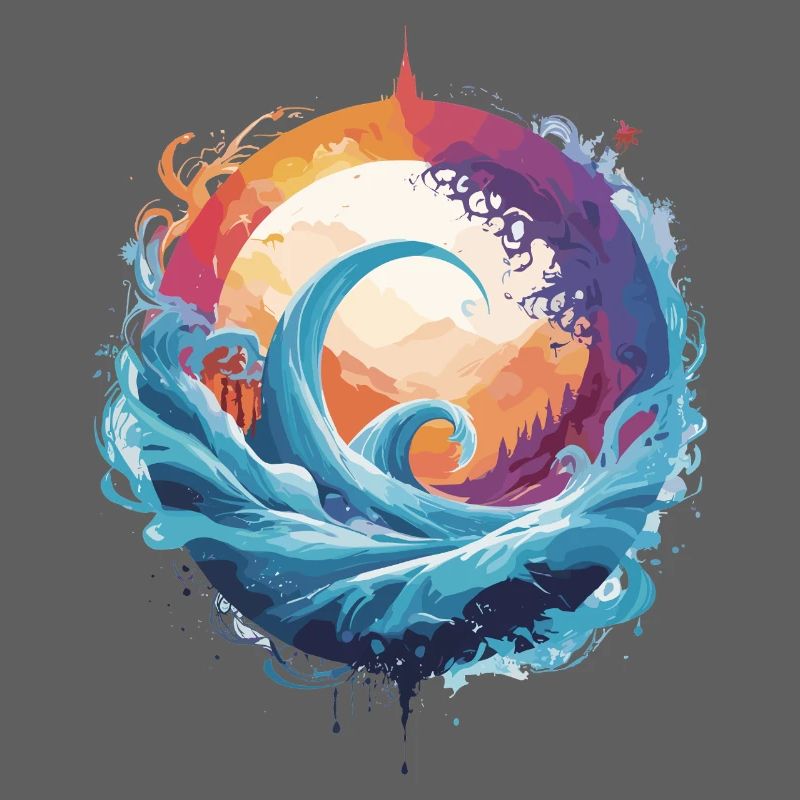 Dynamic wave and moon circle