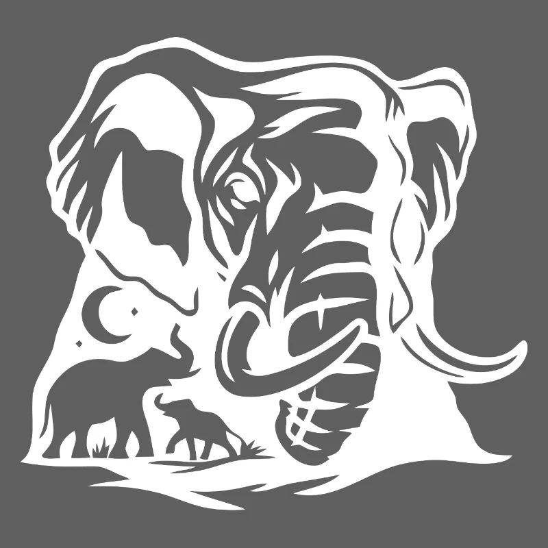 Conception de silhouette de famille d’éléphants