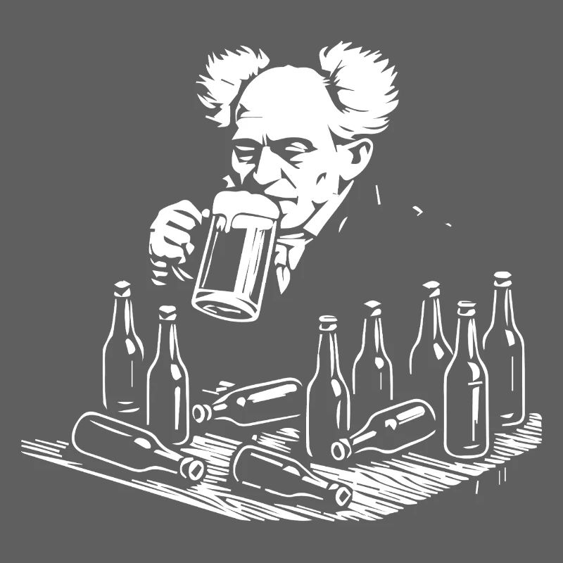 Arthur Schopenhauer drinking beers at the pub