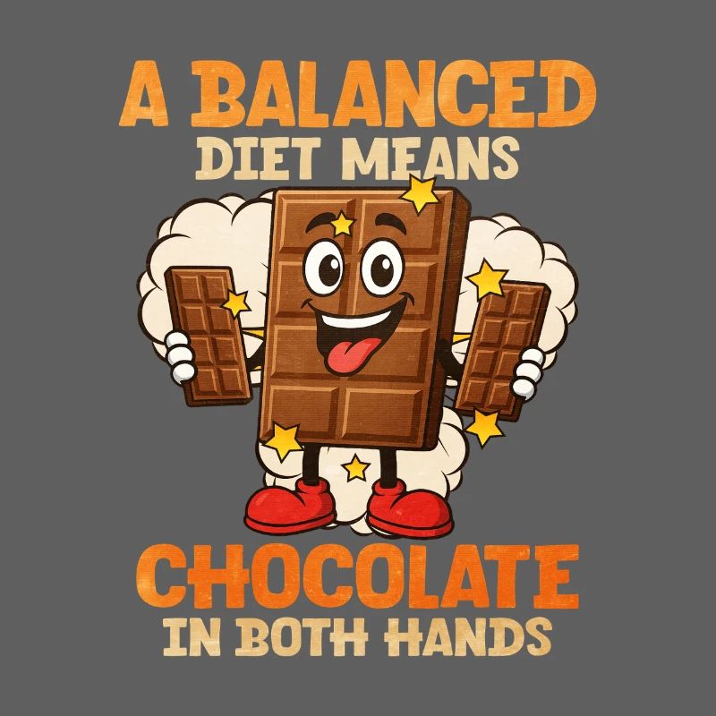 Balanced chocolate motif with comic character