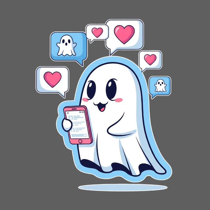 Fantôme mignon avec smartphone