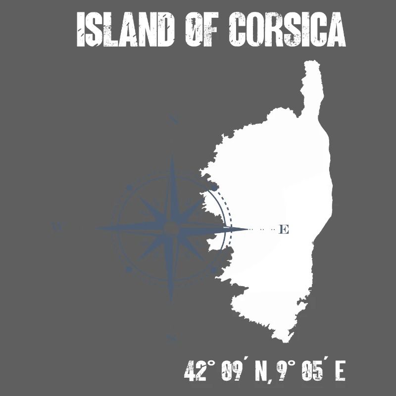Corsica outline with coordinates compass