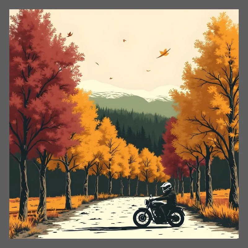 Rangée d’arbres à impression en bloc + vélo