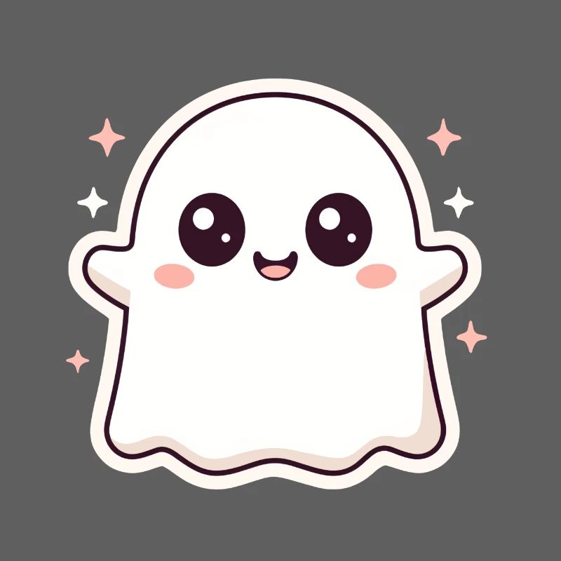 Kawaii Ghost with Glitter – Halloween Cute