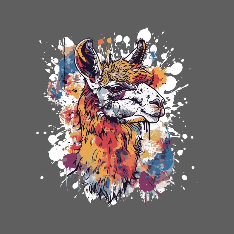 Bunte Llama Splatter Illustration