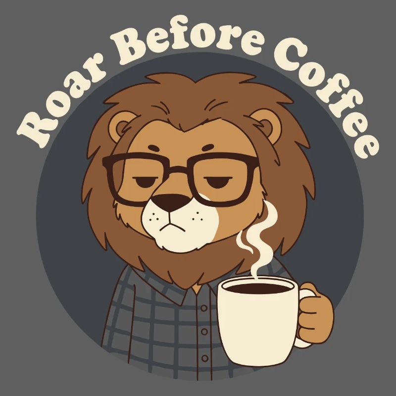 Not Before Coffee Löwe mit Kaffee