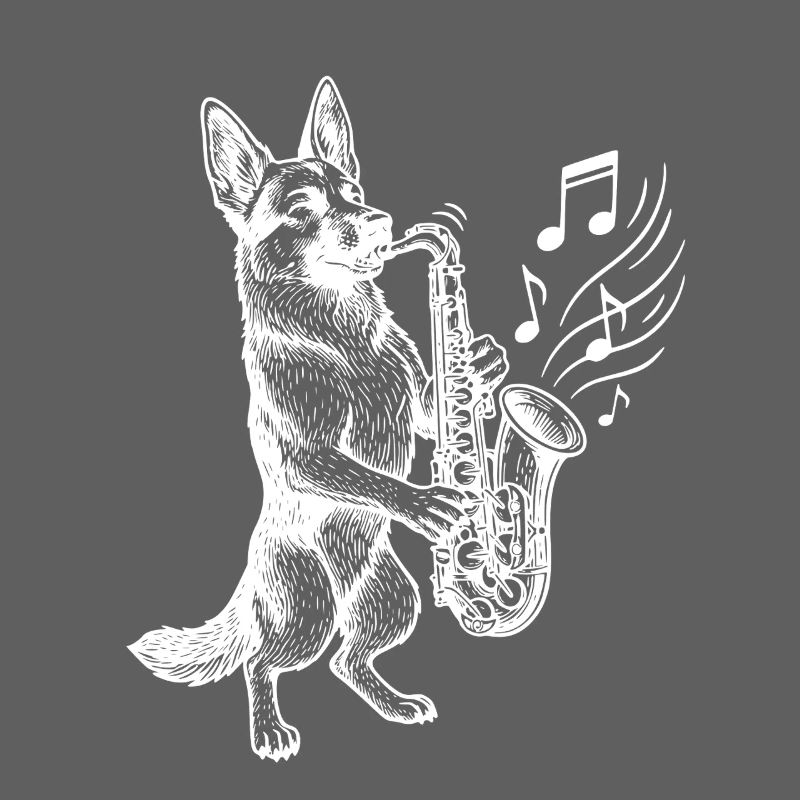 German Shepherd Saxophone Art Dog