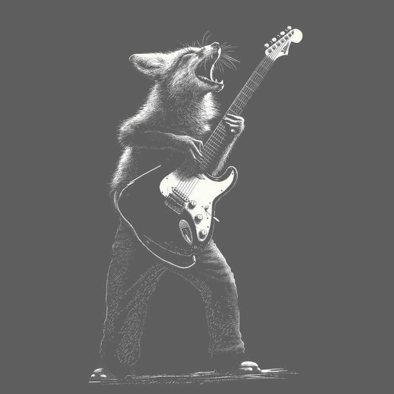 Rockender Rotfuchs mit E-Gitarre Geschenk Musikfan